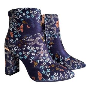 Ted Baker Navy Floral Ankle Boots